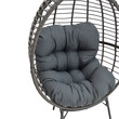 Πολυθρόνα Nestie  pakoworld wicker rattan γκρι-μεταλλικό γκρι πόδι-γκρι μαξιλάρι 102x80x155εκ