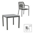 Τραπεζαρία Kliton-Kherson σετ 5τεμ pakoworld αλουμίνιο σε ανθρακί απόχρωση 80x80x74εκ