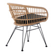 Πολυθρόνα Naoki pakoworld με μαξιλάρι pe rattan σε φυσική απόχρωση και μαύρα μεταλλικά πόδια 63x61x79εκ