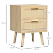 HOMCOM Κομοδίνο για Υπνοδωμάτιο με 2 Συρτάρια σε στυλ Boho, 40x40x56cm, Φυσικό Χρώμα Ξύλου 831-664V00ND