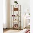VASAGLE Ράφι Σκάλας 5 Επιπέδων σε Χρυσό – Κομψό Ράφι από Σκληρυμένο Γυαλί & Ατσάλινο Πλαίσιο Χρυσό, 64 x 36 x 160 cm, LGT029A01&nbsp