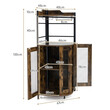 Costway Γωνιακή Μπάρα με Θήκη για Ποτήρια, Μεταλλικές Πόρτες & Ρυθμιζόμενο Ράφι Κάβα Καφέ. JV13096BN