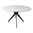 Τραπέζι Orbital pakoworld sintered stone λευκή όψη μαρμάρου με μαύρα μεταλλικά πόδια Φ120x76εκ