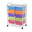 Πολυλειτουργικό Μεταλλικό Τρόλεϊ με 15 Πλαστικά Συρτάρια 62.5 x 37 x 87 cm Πολύχρωμο Costway HW53825RB