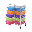 Πολυλειτουργικό Μεταλλικό Τρόλεϊ με 15 Πλαστικά Συρτάρια 62.5 x 37 x 87 cm Πολύχρωμο Costway HW53825RB