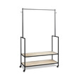 Μεταλλική Κρεμάστρα Ρούχων Δαπέδου με 2 Ξύλινα Ράφια 84 x 42.5 x 176 cm με Ρόδες Montpellier Lifa-Living 8719743320833