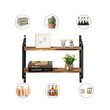Επιτοίχια Μεταλλική Ραφιέρα με 2 Ξύλινα Ράφια 60 x 15 x 51 cm Costway HW64214