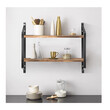Επιτοίχια Μεταλλική Ραφιέρα με 2 Ξύλινα Ράφια 60 x 15 x 51 cm Costway HW64214