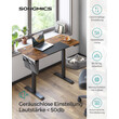 SONGMICS Ηλεκτρικό Γραφείο Premium με Ρυθμιζόμενο Ύψος, Καφέ/Μαύρο, 60 x 120 cm, LSD015X01 