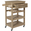 Ξύλινο Τρόλει Κουζίνας με 3 Ράφια και Συρτάρι 65 x 84.5 x 40 cm HD0312 Home Deco Factory