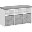 VASAGLE Πολυλειτουργικός πάγκος παπουτσιών με αποθηκευτικά κουτιά και ρυθμιζόμενα ράφια, λευκό-γκρι, 87x30x48 εκ. LSB101W14