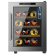 Cecotec Συντηρητής Κρασιών Bolero GrandSommelier 1255 CoolWood, Χωρητικότητα 12 Φιάλες, Αθόρυβο 35dB, Θερμοκρασία 8-18ºC, Υγρασία 50%-80%, Ξύλινα Ράφια, Αφή, Κατηγορία Ε, Φωτισμός LED, Ανοξείδωτο Ατσάλι CEC-109980