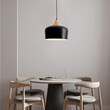 Nordic Black Wood - Κρεμαστό Μονόφωτο E27 Μοντέρνο Μέταλλο-Ξύλο Μαύρο Καμπάνα - Μ35 x Π35 x Υ27cm