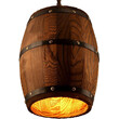 Barrel Light - Κρεμαστό Μονόφωτο E27 Vintage Ξύλο Καφέ Βαρέλι - Μ22 x Π22 x Υ29cm