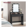 Ξύλινο Μπουντουάρ με Καθρέπτη και Φωτισμό 80 x 40 x 145 cm Χρώματος Μαύρο VASAGLE RDT114T16