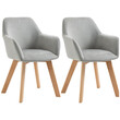 HOMCOM Σετ 2 καρέκλες τραπεζαρίας με επένδυση από βελούδο με μπράτσα και ξύλινα πόδια, γκρι 835-728V00GY