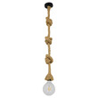 GloboStar® ROPE 01018 Vintage Industrial Κρεμαστό Φωτιστικό Οροφής Μονόφωτο 1 x E27 με 2 μέτρα Μπεζ Σχοινί Φ3.5 x Y200cm