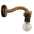 GloboStar® SADON 01126 Vintage Φωτιστικό Τοίχου Απλίκα Μονόφωτο Μπρούτζινο Σκουριά Μεταλλικό με Μπεζ Σχοινί Μ22 x Π10 x Υ15cm