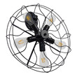GloboStar® FAN 01163 Vintage Industrial Φωτιστικό Τοίχου Απλίκα Πολύφωτο Μαύρο Μεταλλικό Πλέγμα Φ46 x Μ22 x Π46 x Υ46cm