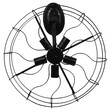 GloboStar® FAN 01163 Vintage Industrial Φωτιστικό Τοίχου Απλίκα Πολύφωτο Μαύρο Μεταλλικό Πλέγμα Φ46 x Μ22 x Π46 x Υ46cm