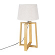 GloboStar® SQUID 01265 Μοντέρνο Επιτραπέζιο Φωτιστικό Πορτατίφ Μονόφωτο 1 x E27 Ξύλινο με Μπεζ Καπέλο Φ30 x Υ63cm