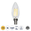 GloboStar® 99001 Λάμπα E14 C35 Κεράκι LED FILAMENT 4W 440 lm 320° AC 85-265V Edison Retro με Διάφανο Γυαλί Θερμό Λευκό 2700 K Dimmable