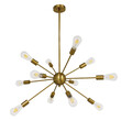 GloboStar® MILANO 01485 Μοντέρνο Industrial Φωτιστικό Οροφής Πολύφωτο 12 x E27 Χρυσό Μεταλλικό Φ80 x Y78cm