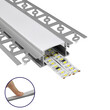 GloboStar® PLASTERBOARD-PROFILE 70819-1M Προφίλ Αλουμινίου - Βάση & Ψύκτρα Ταινίας LED με Λευκό Γαλακτερό Κάλυμμα - Χωνευτή Χρήση σε Γυψοσανίδα - Trimless - Πατητό Κάλυμμα - Ασημί - 1 Μέτρο - Μ100 x Π6.7 x Υ1.4cm