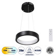 GloboStar® NEMESIS 61152 Κρεμαστό Φωτιστικό Δαχτυλίδι-Κύκλος LED CCT 20W 2356lm 360° AC 220-240V - Εναλλαγή Φωτισμού μέσω Τηλεχειριστηρίου All In One Ψυχρό 6000k+Φυσικό 4500k+Θερμό 2700k Dimmable Φ25cm - Μαύρο - 3 Years Warranty