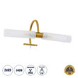 GloboStar® FLORA 60413 Μοντέρνο Φωτιστικό Τοίχου - Απλίκα Καθρέπτη Μπάνιου - Πίνακα 2 x G9 270° AC 220-240V IP44 Μ31 x Π13 x Υ12cm - Χρυσό - 5 Years Warranty
