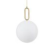 GloboStar® BELLISSIMO 61487 Μοντέρνο Κρεμαστό Φωτιστικό Οροφής Μονόφωτο 1 x E27 Γαλακτερή Γυάλινη Μπάλα με Μεταλλικό Επιχρυσωμενό Πλατίνα Σώμα Φ30 x Υ52cm