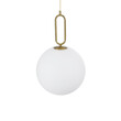 GloboStar® BELLISSIMO 61487 Μοντέρνο Κρεμαστό Φωτιστικό Οροφής Μονόφωτο 1 x E27 Γαλακτερή Γυάλινη Μπάλα με Μεταλλικό Επιχρυσωμενό Πλατίνα Σώμα Φ30 x Υ52cm