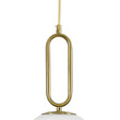 GloboStar® BELLISSIMO 61487 Μοντέρνο Κρεμαστό Φωτιστικό Οροφής Μονόφωτο 1 x E27 Γαλακτερή Γυάλινη Μπάλα με Μεταλλικό Επιχρυσωμενό Πλατίνα Σώμα Φ30 x Υ52cm