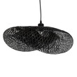 GloboStar® MEXICO 02201 Boho Κρεμαστό Φωτιστικό Οροφής Μονόφωτο 1 x E27 AC220-240V IP20 - Μ65 x Π45 x Υ18cm - Μαύρο Ξύλινο Μπαμπού Πλέγμα - 5 Χρόνια Εγγύηση