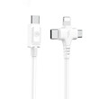 LAMTECH 3 IN 1 CHARGING TYPE-C CABLE TO TYPE-C/LIGHTNING/MICRO USB 1M WHITE