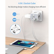 TESSAN 6 IN 1 POWERCUBE SOCKET 3xSCHUKO, 2xUSB, 1xTYPE-C, 2M CABLE
