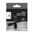 CABLEXPERT ANGLED COTTON BRAIDED 8-PIN USB CM-8PIN CHARGING & DATA CABLE 0.2M BLACK