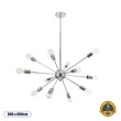 GloboStar® MILANO 01487 Μοντέρνο Industrial Φωτιστικό Οροφής Πολύφωτο 12 x E27 Ασημί Νίκελ Μεταλλικό Πλέγμα Φ80 x Y78cm