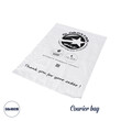 40*50cm courier bag with 14*25cm invoice bag with glue white bag with black print