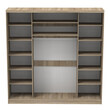 Ντουλάπα τριφυλλη συρόμενη με καθρέφτη Aparador I pakoworld σε sonoma απόχρωση 240x60x240εκ
