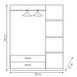 Ντουλάπα ρούχων τρίφυλλη OLYMPUS pakoworld χρώμα wenge 120x57x183εκ