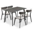 Tραπεζαρία Benson - Toto pakoworld σετ 5τμχ rustic grey - ύφασμα γκρι 120x75x75εκ