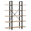 Βιβλιοθήκη Esthon pakoworld φυσικό-μαύρο μέταλλο 120x28x180εκ
