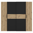 Ντουλάπα ρούχων Bekerk pakoworld τετράφυλλη μαύρο-oak μελαμίνης 200x61.5x190.5εκ