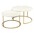 Τραπέζια σαλονιού Solme pakoworld σετ 2τεμ εκρού μελαμίνης-χρυσό μέταλλο