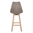 MARTIN Σκαμπό BAR Οξιά Φυσικό, PP-Pu Sand Beige, Μονταρισμένη Ταπετσαρία