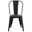 RELIX Wood Καρέκλα Μέταλλο Βαφή Μαύρο Extra Matte, Κάθισμα Dark Oak, Στοιβαζόμενη