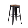 RELIX Wood Σκαμπό Bar, Μέταλλο Βαφή Μαύρο Extra Matte Κάθισμα Dark Oak, Στοιβαζόμενο