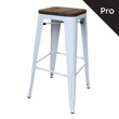 Ε5190W RELIX Wood Σκαμπό Bar-Pro, Στοιβαζόμενο, Μέταλλο Βαφή Άσπρο, Κάθισμα Dark Oak