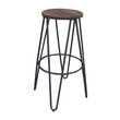 Ε5207,1 ARCO Wood Σκαμπό Bar, Μέταλλο Βαφή Μαύρο, Ξύλο Απόχρωση Dark Oak